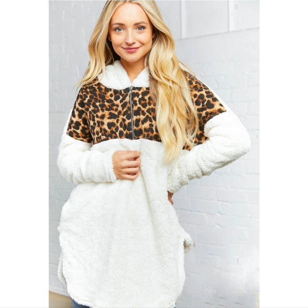 Ivory Sherpa With Animal Print Detail